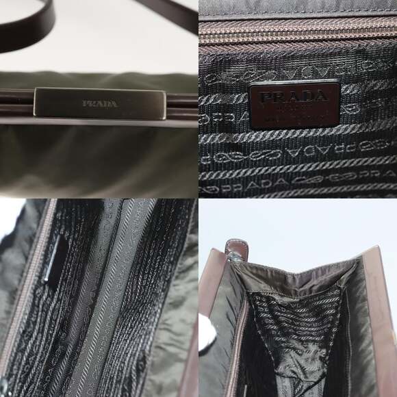PRADA Shoulder Bag Nylon Khaki Silver - Picture 11 of 12
